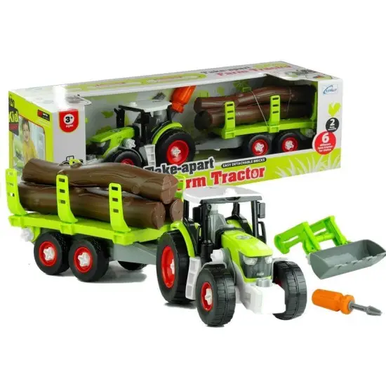 Assembly Tractor with Trailer for Wood 43 cm Žaisliniai automobiliai