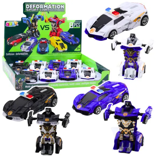 Auto Robot 2in1 Sports Police Car Drive Mix Žaisliniai automobiliai
