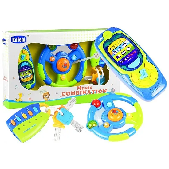 Baby Car Set Keys Steering Wheel Mobile Phone Žaisliniai automobiliai