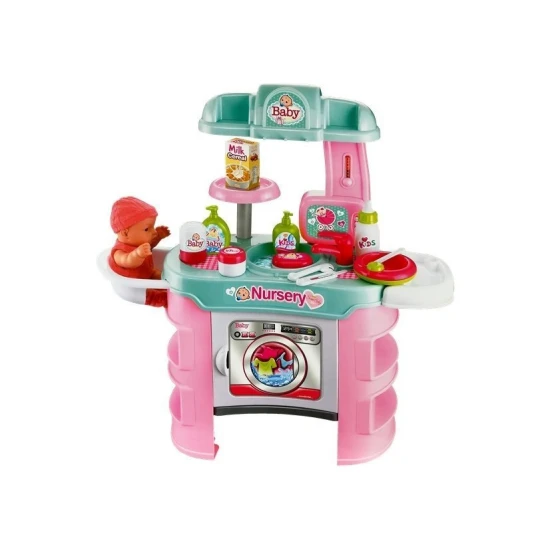 Kūdikių priežiūros rinkinys su skalbimo mašina Lėlės ir žaidimų rinkiniai