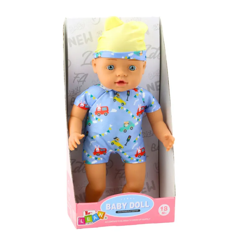 Kūdikio lėlė mėlynais drabužiais 31 cm Lėlės ir žaidimų rinkiniai