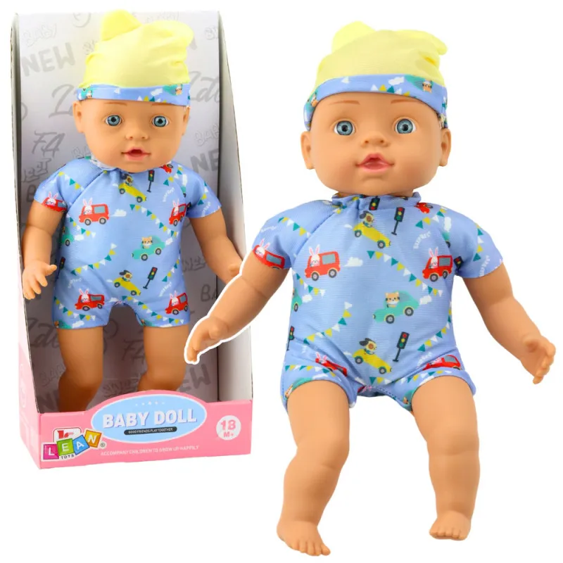 Kūdikio lėlė mėlynais drabužiais 31 cm Lėlės ir žaidimų rinkiniai