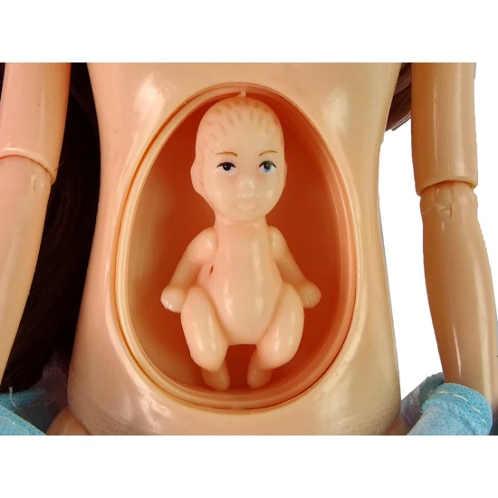 Nėščia lėlė su kūdikiu, mėlyna suknelė Lėlės ir žaidimų rinkiniai