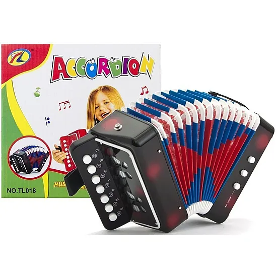 Juodas akordeonas mažam muzikantui Muzikos instrumentai