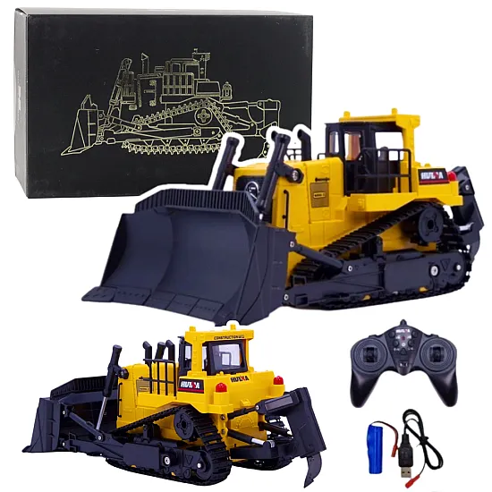 Bulldozer Bulldozer Excavator Huina Metal Construction Model 1:50 Žaisliniai automobiliai