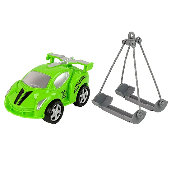 Car Transporter Roadside Assistance Tow Truck 1:16 Green Sound Lights Žaisliniai automobiliai