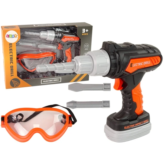 Vaikiškas gręžtuvas su apsauginiais akiniais Darbo įrankiai