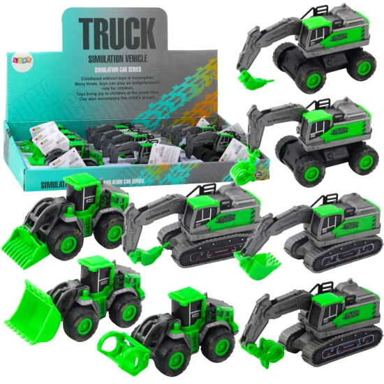 Construction Vehicle Excavator Loader Bulldozer Green Drive Mix Žaisliniai automobiliai