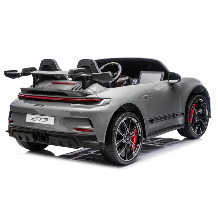 Vaikiškas pilkas elektrinis automobilis Porsche GT3 DK-P911