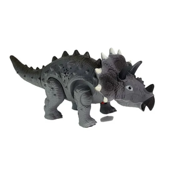 Baterijomis maitinamas pilkas Triceratops dinozauras Dinozaurai