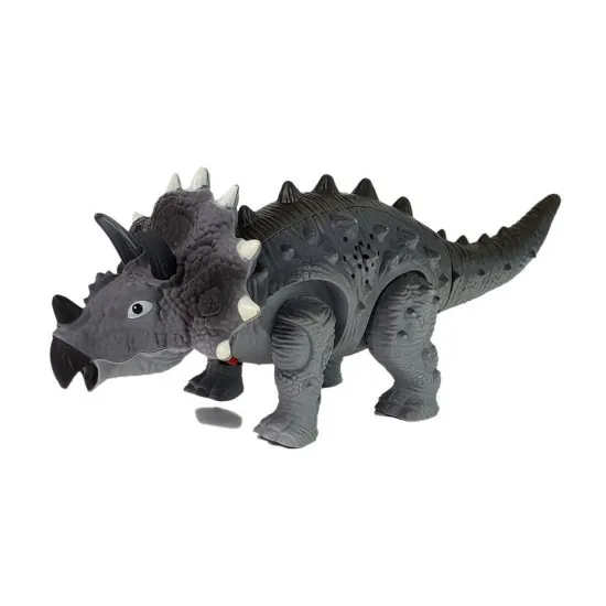 Baterijomis maitinamas pilkas Triceratops dinozauras Dinozaurai