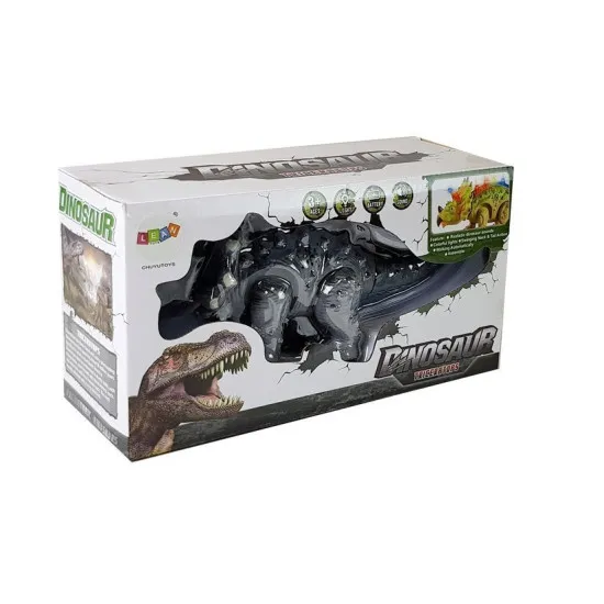 Baterijomis maitinamas pilkas Triceratops dinozauras Dinozaurai