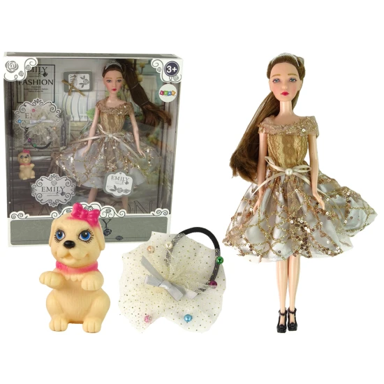 Lėlė Emilija su ilgais plaukais ir šuniuku Lėlės ir žaidimų rinkiniai