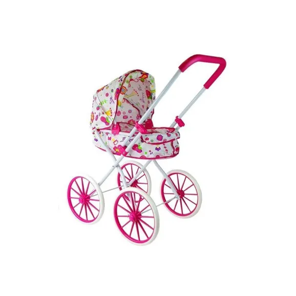 Doll Pram Retro Big Wheels Flowers Lėlės ir žaidimų rinkiniai