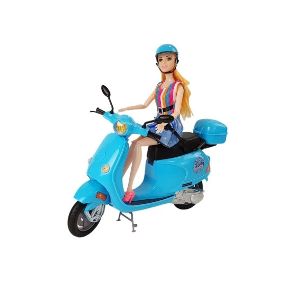 Lėlė su motoroleriu ir šalmas Lėlės ir žaidimų rinkiniai