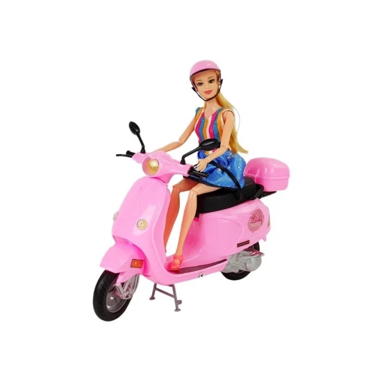 Lėlė su motoroleriu ir šalmas Lėlės ir žaidimų rinkiniai