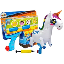 Mėlynas vandens šautuvas su pripučiamu vienaragiu