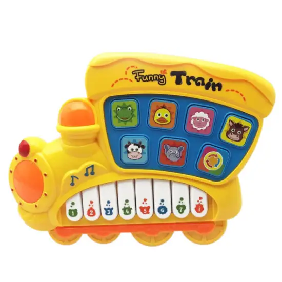 Geltonas edukacinis ledų sunkvežimio formos elektrinis pianinas mažyliams Muzikos instrumentai