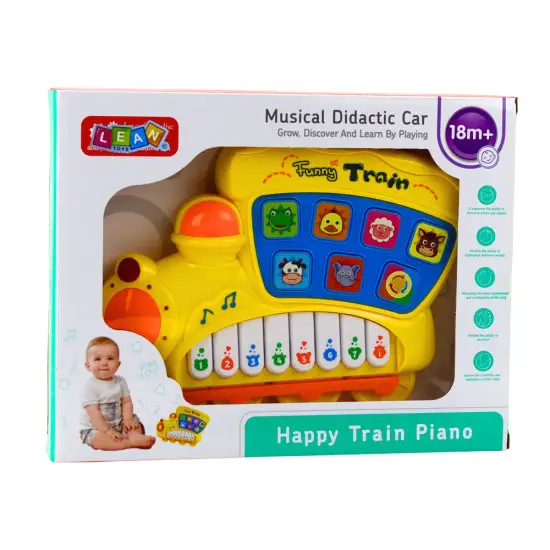 Geltonas edukacinis ledų sunkvežimio formos elektrinis pianinas mažyliams Muzikos instrumentai