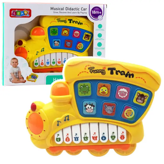 Geltonas edukacinis ledų sunkvežimio formos elektrinis pianinas mažyliams Muzikos instrumentai