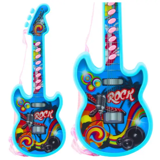 Mėlyna elektrinė gitara vaikams su melodija Muzikos instrumentai