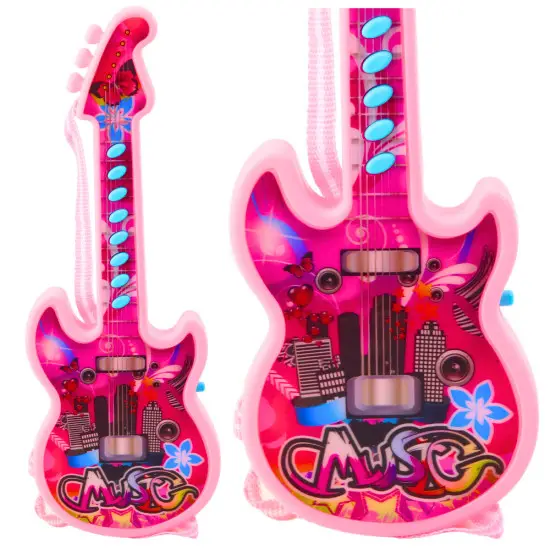 Elektrinė rožinė gitara su melodijos efktu Muzikos instrumentai