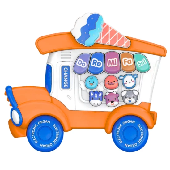Oranžinis edukacinis ledų sunkvežimio formos elektrinis pianinas mažyliams Muzikos instrumentai
