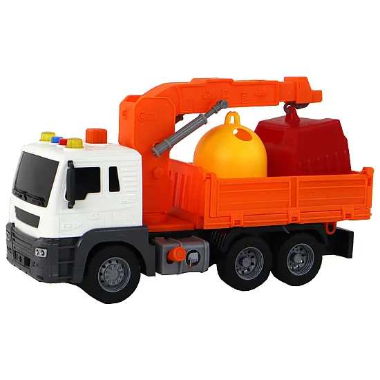 Garbage Truck With Crane Friction Drive Orange 1:16 Žaisliniai automobiliai