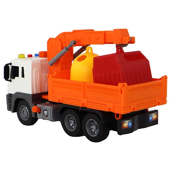Garbage Truck With Crane Friction Drive Orange 1:16 Žaisliniai automobiliai