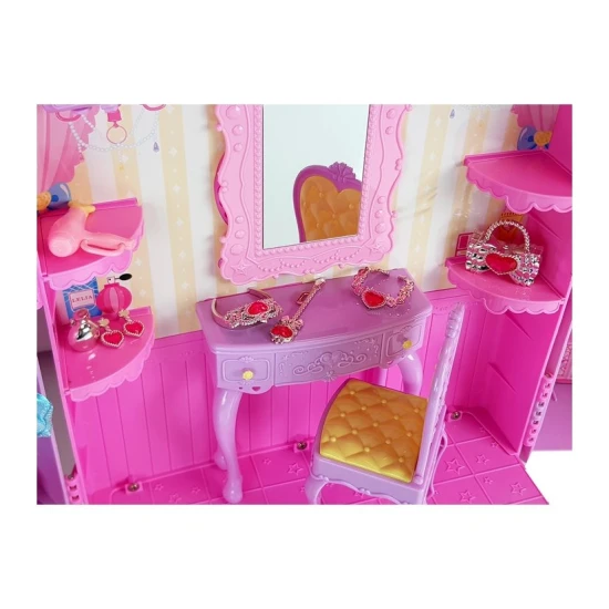 Lėlės drabužių spinta su veidrodžiu ir aksesuarais Lėlės ir žaidimų rinkiniai