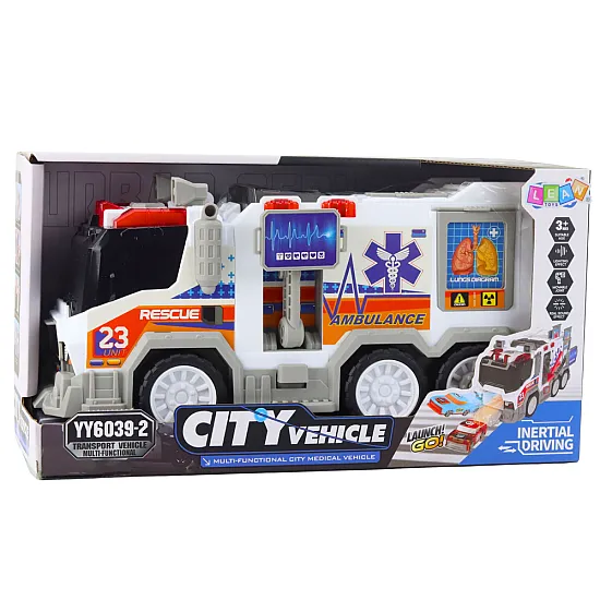 Ambulance City Ambulance Medical Vehicle Drive Lights Sounds Žaisliniai automobiliai