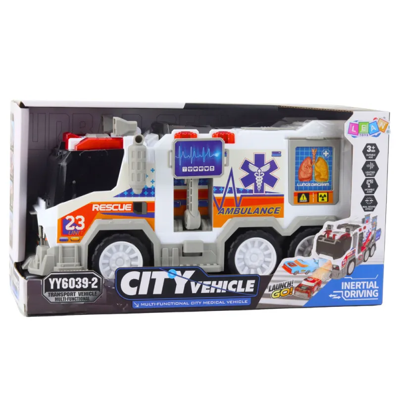 Ambulance City Ambulance Medical Vehicle Drive Lights Sounds Žaisliniai automobiliai