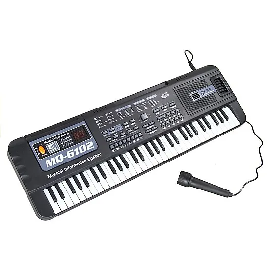 Juodas pianinas su 61 klavišu ir mikrofonu mokymuisi Muzikos instrumentai