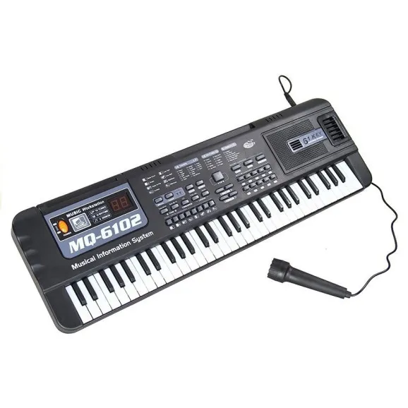 Juodas pianinas su 61 klavišu ir mikrofonu mokymuisi Muzikos instrumentai