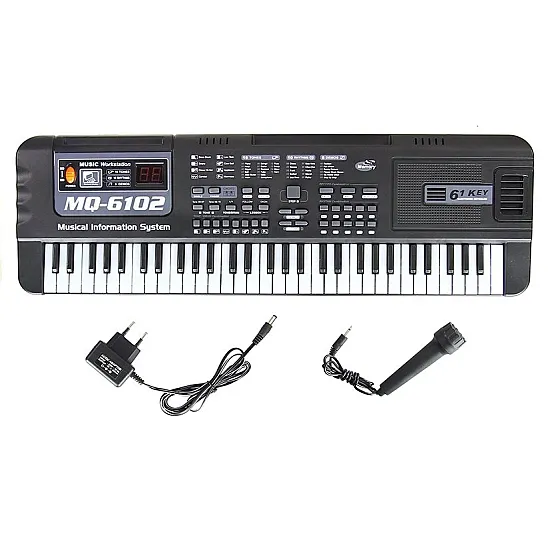 Juodas pianinas su 61 klavišu ir mikrofonu mokymuisi Muzikos instrumentai