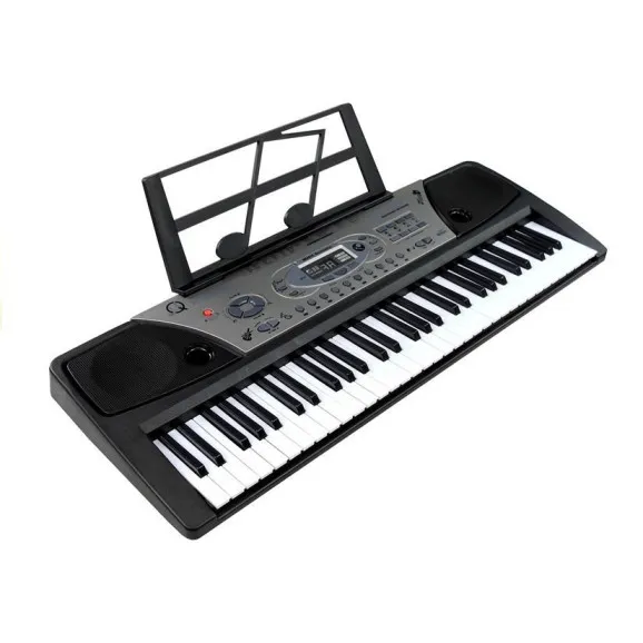 Musta lasten piano mikrofonilla ja nuottitelineellä Musiikkisoittimet