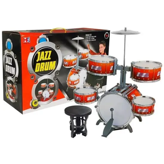 Vaikų muzikos būgnų rinkinys su 5 būgnais ir kėdute Muzikos instrumentai
