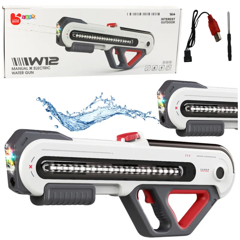 Large Gun Rifle W12 Electric Water LED White 60cm Šautuvai