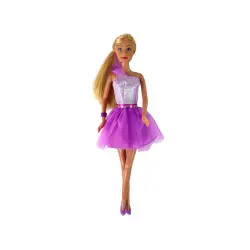 Lucy lėlė su violetine blizgia suknele ir batelų komplektu