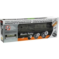 Pilkas muzikinis pianinas su mikrofonu