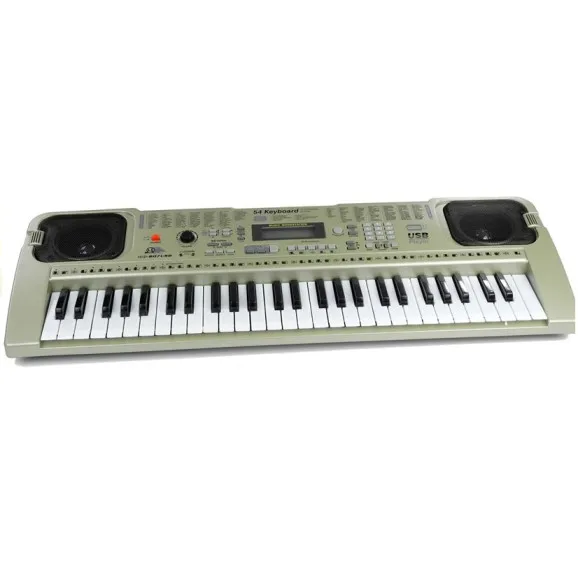Pilkas muzikinis pianinas su mikrofonu Muzikos instrumentai