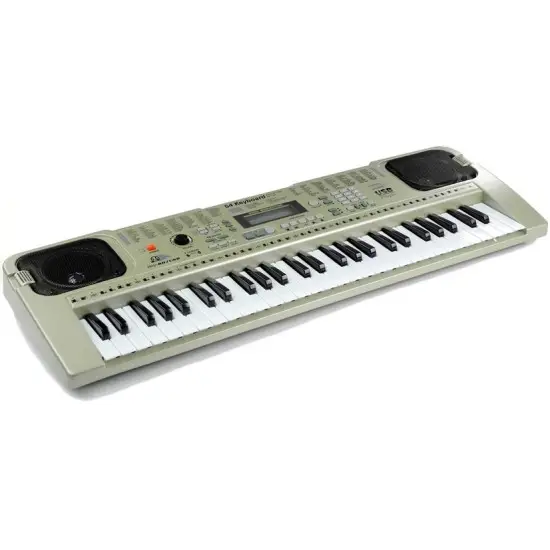 Pilkas muzikinis pianinas su mikrofonu Muzikos instrumentai