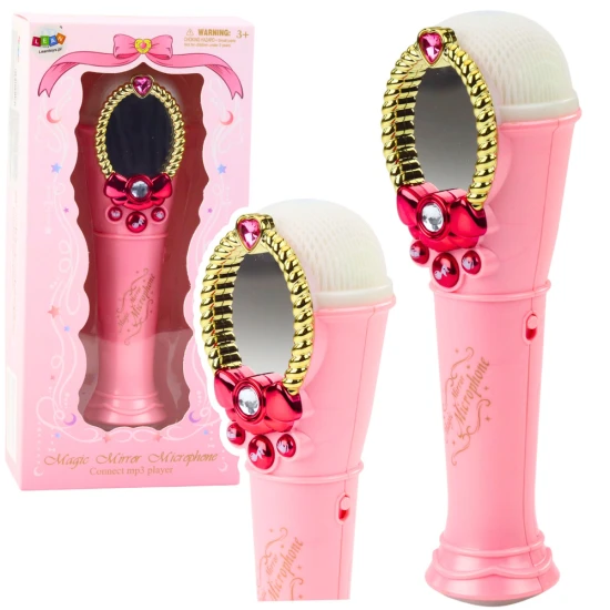 Rožinis magiškasis veidrodis su mikrofonu Muzikos instrumentai