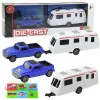 Set of Metal Car with Camper Trailer Blue Žaisliniai automobiliai