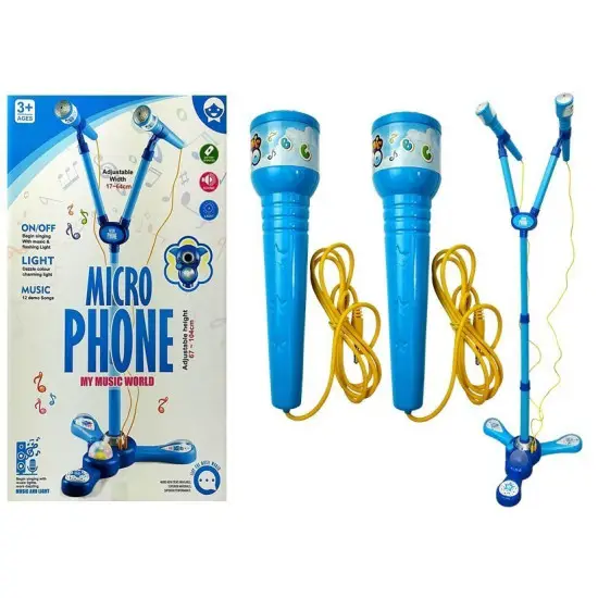 Mėlynų mikrofonų rinkinys su stovu Muzikos instrumentai