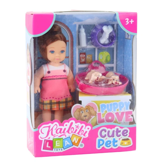 Mini lėlytės rinkinys su dviem šuniukais Lėlės ir žaidimų rinkiniai