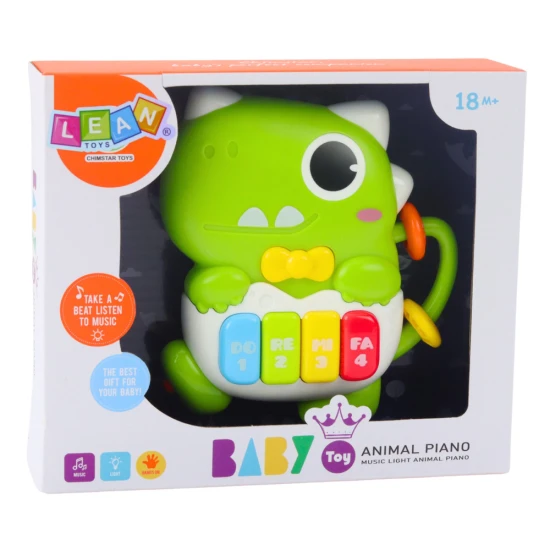 Žalias dinozauro formos mažas pianinas vaikams Muzikos instrumentai