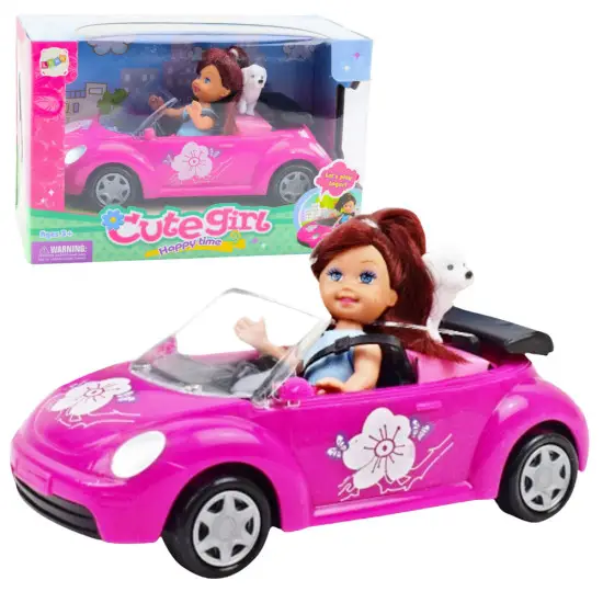Mini Doll Car Cabriolet Dog Set Žaisliniai automobiliai