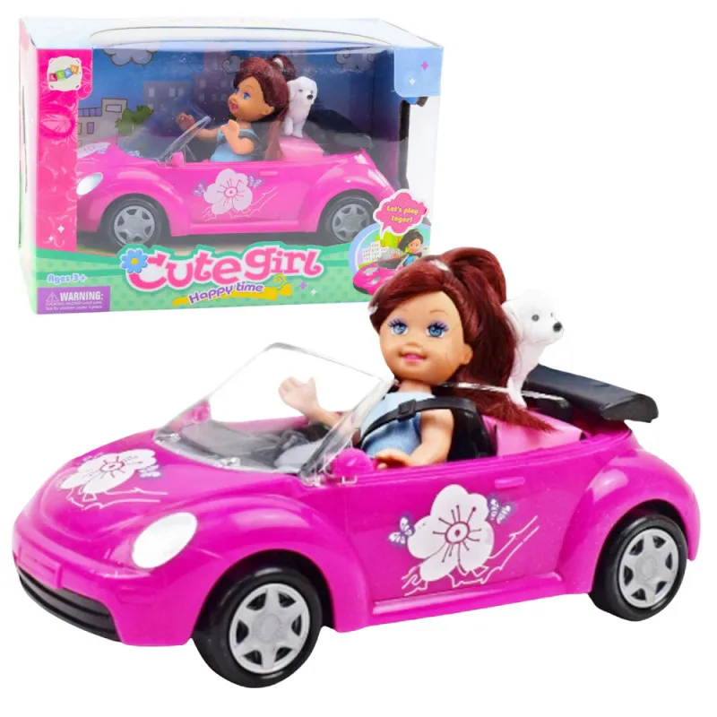 Mini Doll Car Cabriolet Dog Set Žaisliniai automobiliai