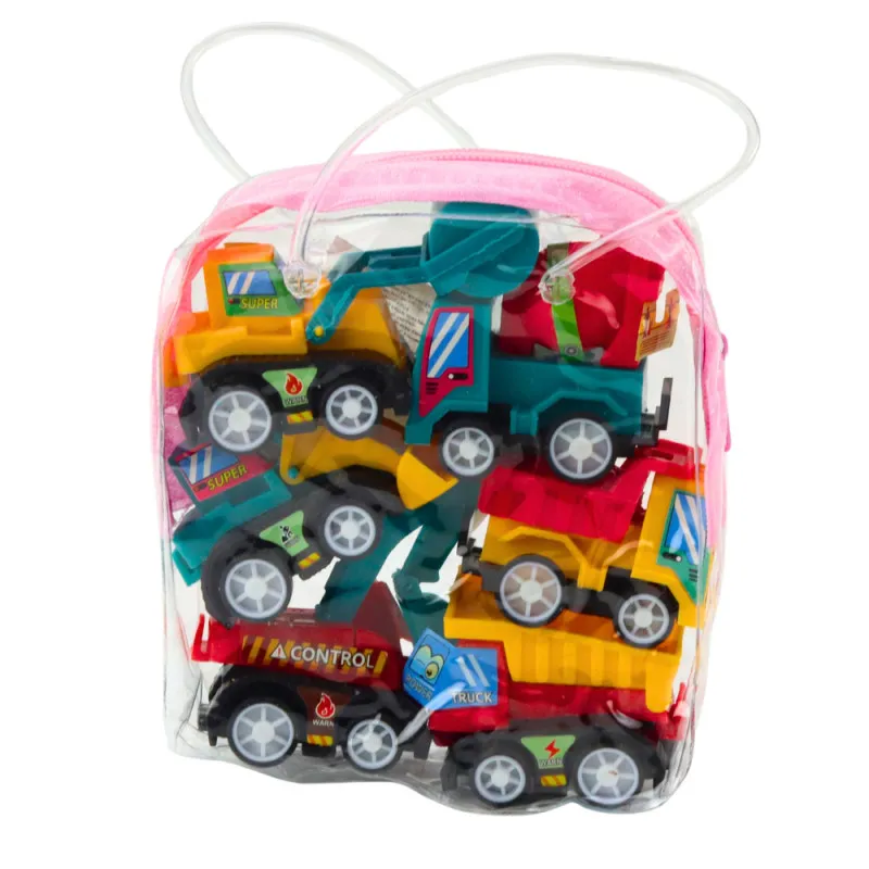 Set of Mini Construction Cars with Motor in a Bag 6 pcs. Žaisliniai automobiliai